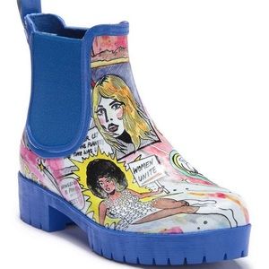 Jeffrey Cambell Cloudy Comic Print Rain Boots